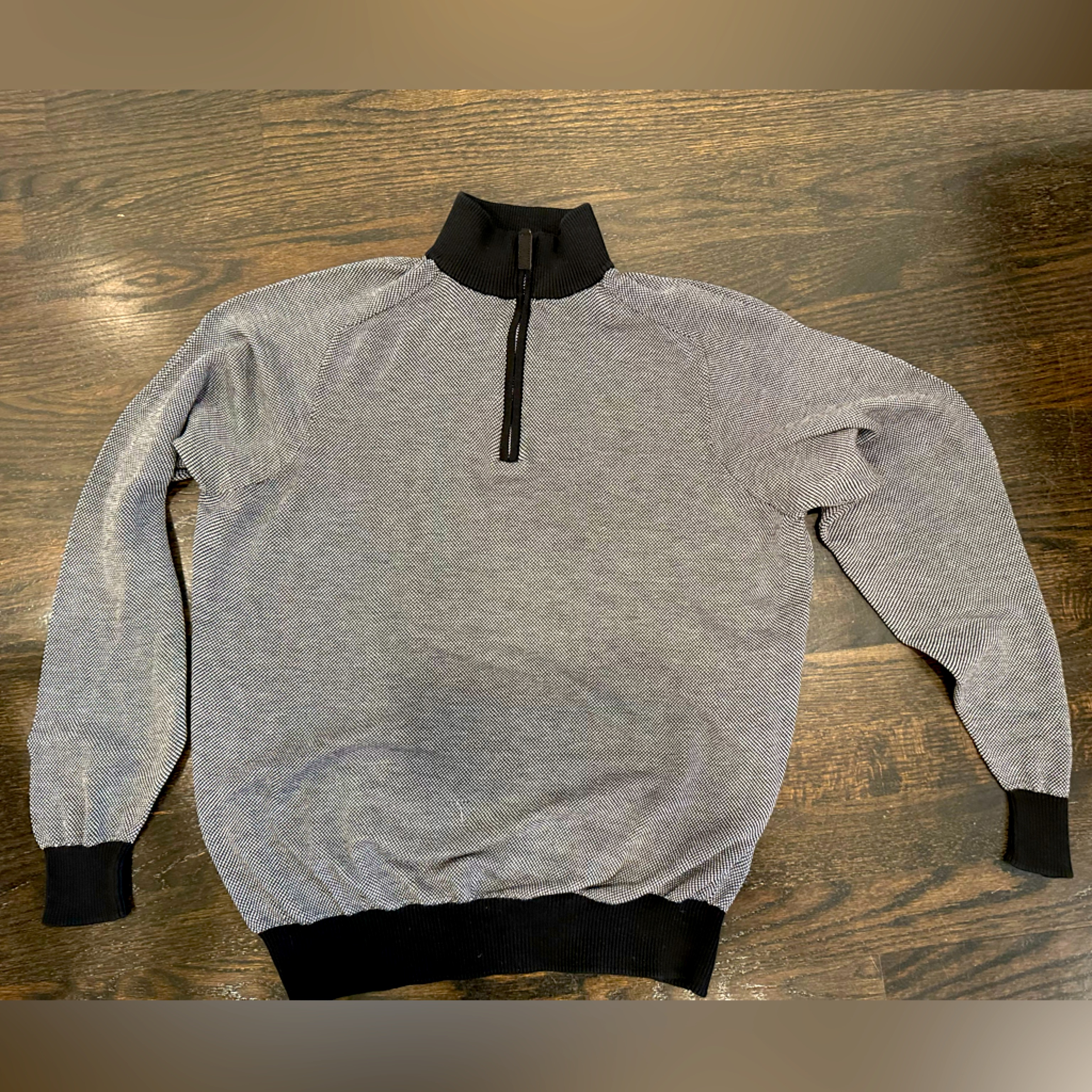 Jack Victor Mens Sweater- Size Large- Black & White- Quarter Zip- Great Cond